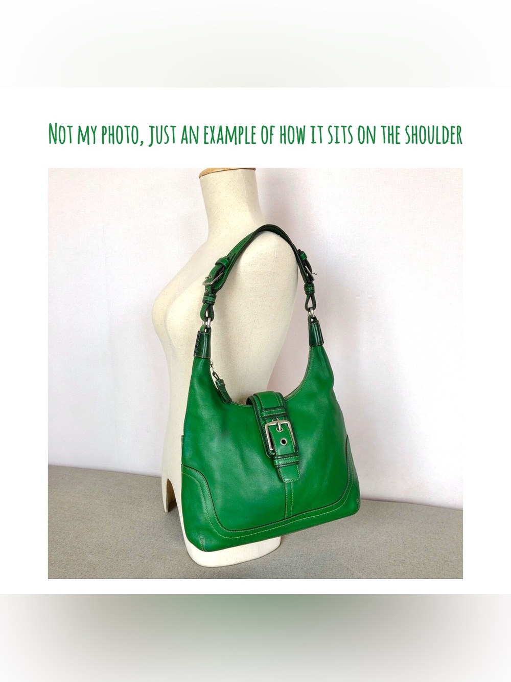 🍃 Rare Vintage Coach Soho Flap Ergo Shoulder Bag – Kelly Green Purse - Picture 9 of 16